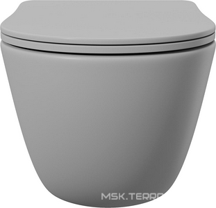 Унитаз подвесной 525х360мм, безободковый, сиденье с микролифтом, крепёж в компл., (цв.серый матовый),  ZZ Aqueduto Ovo OVO0130