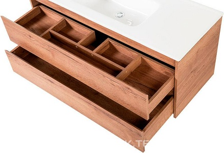База под раковину подвесная с двумя выкатными ящиками, 1210х460хh515мм, без раковины, (цв.Rovere Tabacco),  ZZ BelBagno Kraft KRAFT-1200-2C-SO-RT