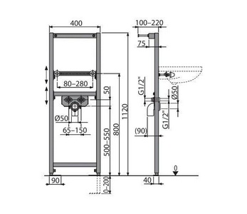 Инсталляция для раковины, крепежи в комплекте ZZ AlcaPlast Универсал A104/1120