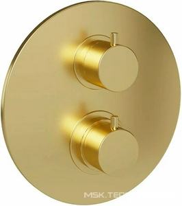 Смеситель-термостат для душа, встраиваемый в стену, (цв.брашированное золото),  ZZ Paini Cox 78PJ691TH