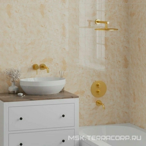 Смеситель-термостат для душа, встраиваемый в стену, (цв.брашированное золото),  ZZ Paini Cox 78PJ691TH