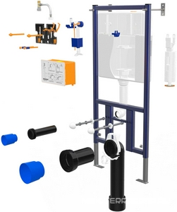 Комплект: инсталляция для подвес. унитаза + подвес. безободковый унитаз Delphi  с сиденьем микрл. ZZ Loranto Loranto 4501+91343