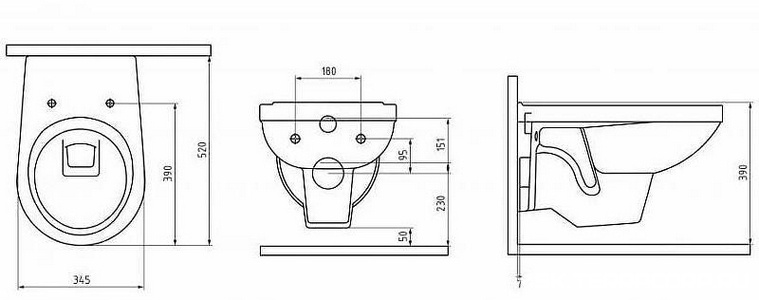 Подвесной унитаз ободковый  52 см, сиденье дюропласт Gamma SO микролифт, цв.белый, ZZ Berges GAMMA 081105