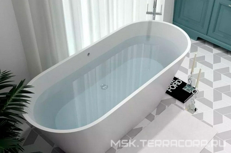 Ванна 1610х680хh620мм, отдельностоящая, интегрир.слив перелив, д/к в цвет ванны в компл.,(иск.камень Soft rock цв.белый мат),  ZZ Holbi Selena 1.01.006.11.1