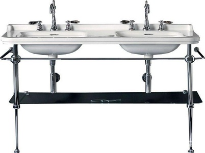 Структура металлическая, для установки под двойную раковину 150см. арт.4143хх, стекл. полка, крепёж в компл., (цв.хром),  ZZ Kerasan Waldorf 9195 K1