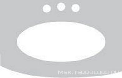 Столешница 84х54,5хh2см, с пристенной панелью, с 3 отв.д/смес., (мрамор цв.Blanc de Carrare), Hermitage ZZ