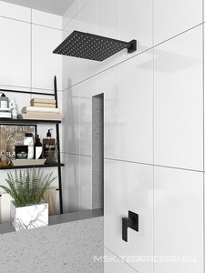 Душ верхний, стационарный, квадратный, 250х250мм, G 1/2, антикальц., (цв.черный браш.PVD), Paini ZZ Paini Универсал 50PZ759QQ25