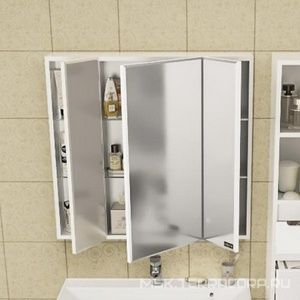 Зеркало-шкаф -100 см, цв.белый  ZZ Санта Омега 113012