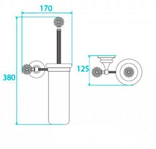 Ерш настенный, колба керамическая, (цв.хром, Swarovski),  ZZ Cezares Olimp OLIMP-TB-01-Sw
