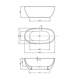 Ванна 1600х815хh580мм, отдельностоящая, интегрир.слив перелив, д/к цв.хром в компл.,(акрил цв.белый), Vincea ZZ Vincea Ванны VBT-408-1600