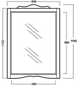 Зеркало 83хh110/116cм в раме (рама дерево цв.орех),  ZZ Simas Arcade ARS2 Noce