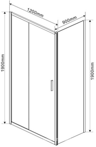 Душевой уголок 1200х900хh1900мм, прямоуг., правый/левый, (стекло тонированное 6мм, фурн.цв.черный матовый),  ZZ Vincea Garda VSR-1G9012CGB