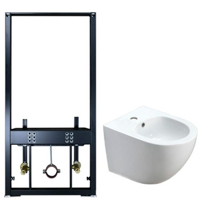 Сет: инсталяция для биде + подвесное биде , цв. белый, ZZ Azario Grado AZ-8040-1001/F-0053-0025+AZ-0046-BW SP