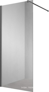 Душевая перегородка 1100хh2000мм, правая/левая, (стекло прозрачное 8мм, поперечн. укорачиваемый кронштейн 1200мм, фурнит.цв.ворон.сталь),  ZZ Vincea Walk-In VSW-1H110CLGM