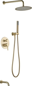 Душевой комплект встраиваемый с внутренней частью, в комплекте : смеситель, излив, верхний/ручной душ, цв. матовое золото ESKO ESKO Set_7in1 Gold