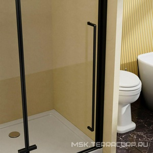 Дверь для душа в нишу, 900хh1950мм, распашная с неподв.сегментом, правая/левая, (стекло 6мм прозрачное, фурн.цв.черный матовый),  ZZ Vincea Slim-N VDPH-5SN900CLB