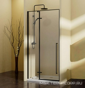 Дверь для душа в нишу, 1000хh1950мм, распашная с неподв.сегментом, правая/левая, (стекло 6мм прозрачное, фурн.цв.черный матовый),  ZZ Vincea Slim-N VDPH-5SN100CLB