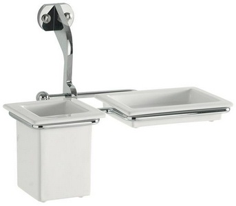 Стакан и мыльница на настенном держателе, (цв.хром),  ZZ Kerasan Waldorf 741190