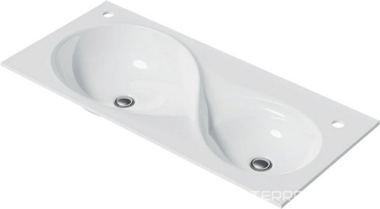 Раковина двойная 100 см., для мебели "", искусственный мрамор, цв.белый ZZ Velvex Otto rkOTT.100-81