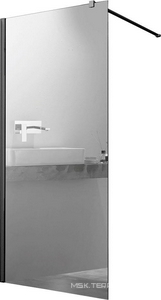 Душевая перегородка 900хh2000мм, правая/левая, (стекло зеркальное 8мм, поперечн. укорачиваемый кронштейн 1200мм, фурнит.цв.черный мат.),  ZZ Vincea Walk-In VSW-1H900MRB