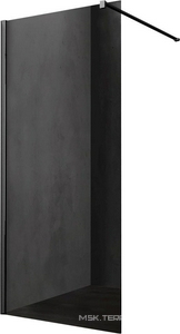 Душевая перегородка 800хh2000мм, правая/левая, (стекло тонированное 8мм, поперечн. укорачиваемый кронштейн 1200мм, фурнит. цв.черный мат.),  ZZ Vincea Walk-In VSW-1H800CGB