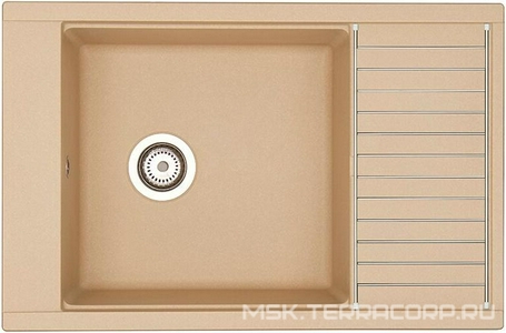Мойка кухонная   78 латте, 78,7x51,6x21,8 см, чаша 45х45 см, сифон в кмпл, цв бежевый, ZZ Aquaton Делия 1A715132DE260