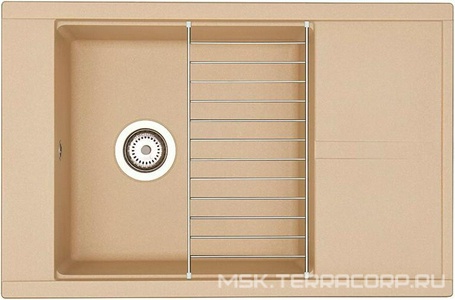 Мойка кухонная   78 латте, 78,7x51,6x21,8 см, чаша 45х45 см, сифон в кмпл, цв бежевый, ZZ Aquaton Делия 1A715132DE260