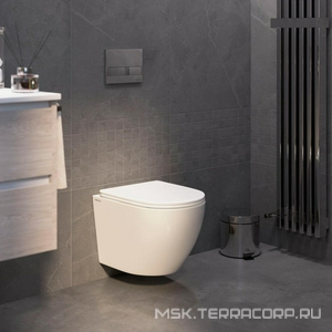 Комплект : инсталляция для подвес. унитаза + кнопка хром L3 + подвес. безободковый унитаз с сиденьем микрл. ZZ Berges OKUS 043386