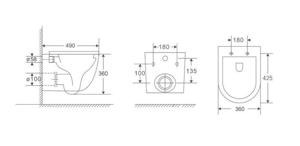Комплект : инсталляция для подвес. унитаза + кнопка хром L3 + подвес. безободковый унитаз с сиденьем микрл. ZZ Berges OKUS 043386