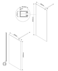 Душевая перегородка 700хh2000мм, правая/левая, (стекло прозрач.8мм, поперечн. укорачиваемый кронштейн 1200мм, фурнит. цв.вороненая сталь),  ZZ Vincea Walk-In VSW-1H700CLGM