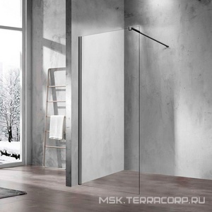 Душевая перегородка 700хh2000мм, правая/левая, (стекло прозрач.8мм, поперечн. укорачиваемый кронштейн 1200мм, фурнит. цв.вороненая сталь),  ZZ Vincea Walk-In VSW-1H700CLGM