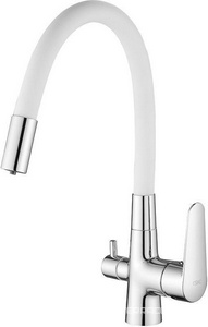 Смеситель для кухни, гибкий излив, с подключением к фильтру, цв.белый/хром ESKO ESKO CL03W