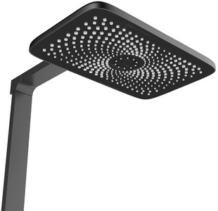 Смеситель-термостат для ванны (душа), со стационарным верхн.душем 28х19см., душевая лейка, шланг в компл., (цв.вороненая сталь),  ZZ Vincea Inspire VSFS-3I13TGM