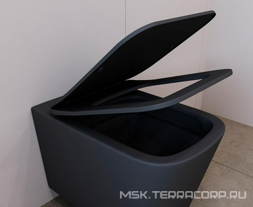 Унитаз подвесной 520х370мм, безободковый, смыв Tornado, сиденье с микролифтом, крепёж в компл., (цв.черный матовый),  ZZ Aqueduto Macio Tornado MACT2140