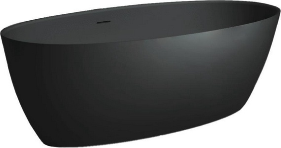 Ванна 1700х800хh580мм, отдельностоящая, литой камень S-Stone, матовый цв.RAL9011, донный клапан Up&Down в компл.,  ZZ Salini Alda 101922MRF / RAL9011 Graphite black (Черный матовый)