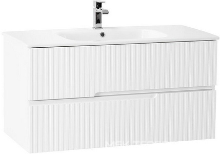 База под раковину подвесная с 2 выдвиж ящиками, 970х450xh500мм, без раковины, (цв.Bianco Lucido),  ZZ Cezares Duet DUET-1000-2C-SO-BL