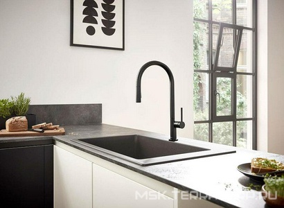 Смеситель для кухни,210, с вытяжным душем, sBox, (цв.матовый черный),  ZZ Hansgrohe Talis M54 72801670