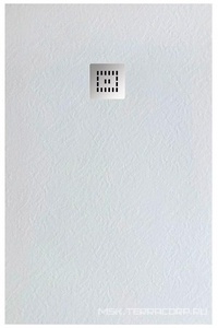 Поддон душевой 1800х800h35мм, прямоугольный, отв. слива 90мм, сифон, накладка слива нерж.сталь в компл., (искусств.мрамор цв.белый), Uno ZZ BelBagno UNO TRAY-MR-UNO-AH-180/80-35-W-CR