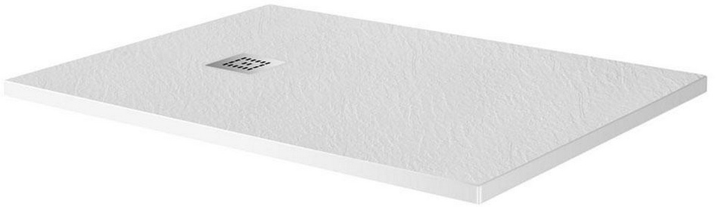 Поддон душевой 1800х800h35мм, прямоугольный, отв. слива 90мм, сифон, накладка слива нерж.сталь в компл., (искусств.мрамор цв.белый), Uno ZZ BelBagno UNO TRAY-MR-UNO-AH-180/80-35-W-CR