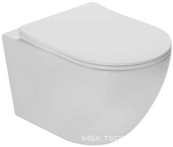 Унитаз подвесной, безободковый, смыв Tornado, 490х360х360мм, сиденье ультратонкое с микролифтом, крепеж в компл., (цв.белый),  ZZ Vincea Globo VT1-14ST