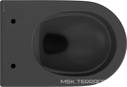 Унитаз подвесной 525х360мм, безободковый, сиденье с микролифтом, крепёж в компл., (цв.черный матовый),  Aqueduto Cone CON0140