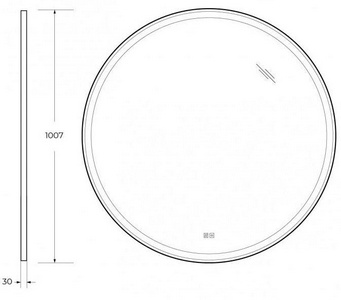 Зеркало круглое 1007x30мм со встроенной подсветкой, сенсорным выключателем и подогревом,12V, 220-240V,  ZZ Cezares Cadro CZR-SPC-CADRO-1000-LED-TCH-WARM