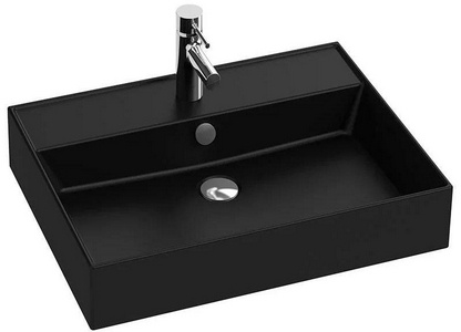 Раковина подвесная/накладная, 61x46,6 см, без донного клапана, встроенный слив-перелив,  2 отвер д/смесителя, цв.черный ZZ Jacob Delafon Vivienne EXBH112-NGM