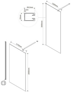 ЗАПЧАСТЬ  Неподвижное стекло для двери Extra SFG-1E220CG, стекло тонированное ZZ Vincea Exrta SFG-1E220CG