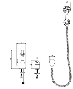Смеситель на борт ванны , аксессуары в комплекте, цв. хром, ZZ Lemark Villa LM4847C