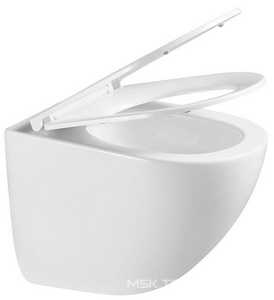 Унитаз подвесной, безободковый, 495х360х390мм, смыв Tornado, сиденье ультратонкое с микролифтом, крепеж в компл., (цв.белый), Q-Line ZZ Vincea Bien VT1-51T