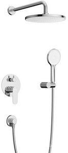 Смеситель для душа, встр.в стену со стац.стенов.,верхнем душем d22см., душ.лейка, шланг в компл., (цв.хром),  ZZ Cezares Stylus STYLUS-DSET-01