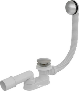 Сифон для ванны ( НЕ ПОДХОДИТ К СТАЛЬНЫМ ВАННАМ ), Click Clack, с верхней прочисткой, длина 80 см, металл, цв.хром, ZZ AlcaPlast Универсал A507CKM-80