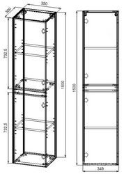 Шкаф подвесной h1500x350x300мм, 2 двери, петли справа/слева, (цв.G.Stone),  ZZ Vincea Chiara/Luka VSC-2CL150GS