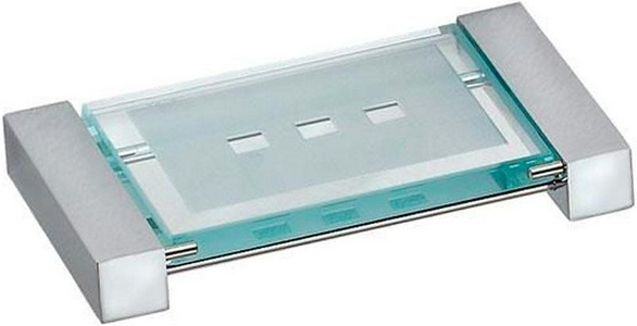 Мыльница настенная стекл. с метал. крепл. 10х16 см (хром),  Pomd'or Metric 38.60.01.002